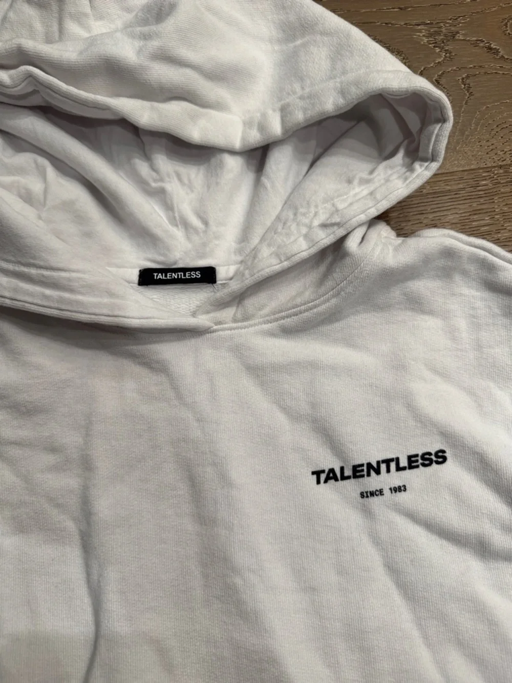 Talentless White Hoodie XS Oversized Logo Sweatshirt Pullover Streetwear Cozy - Picture 5 of 8